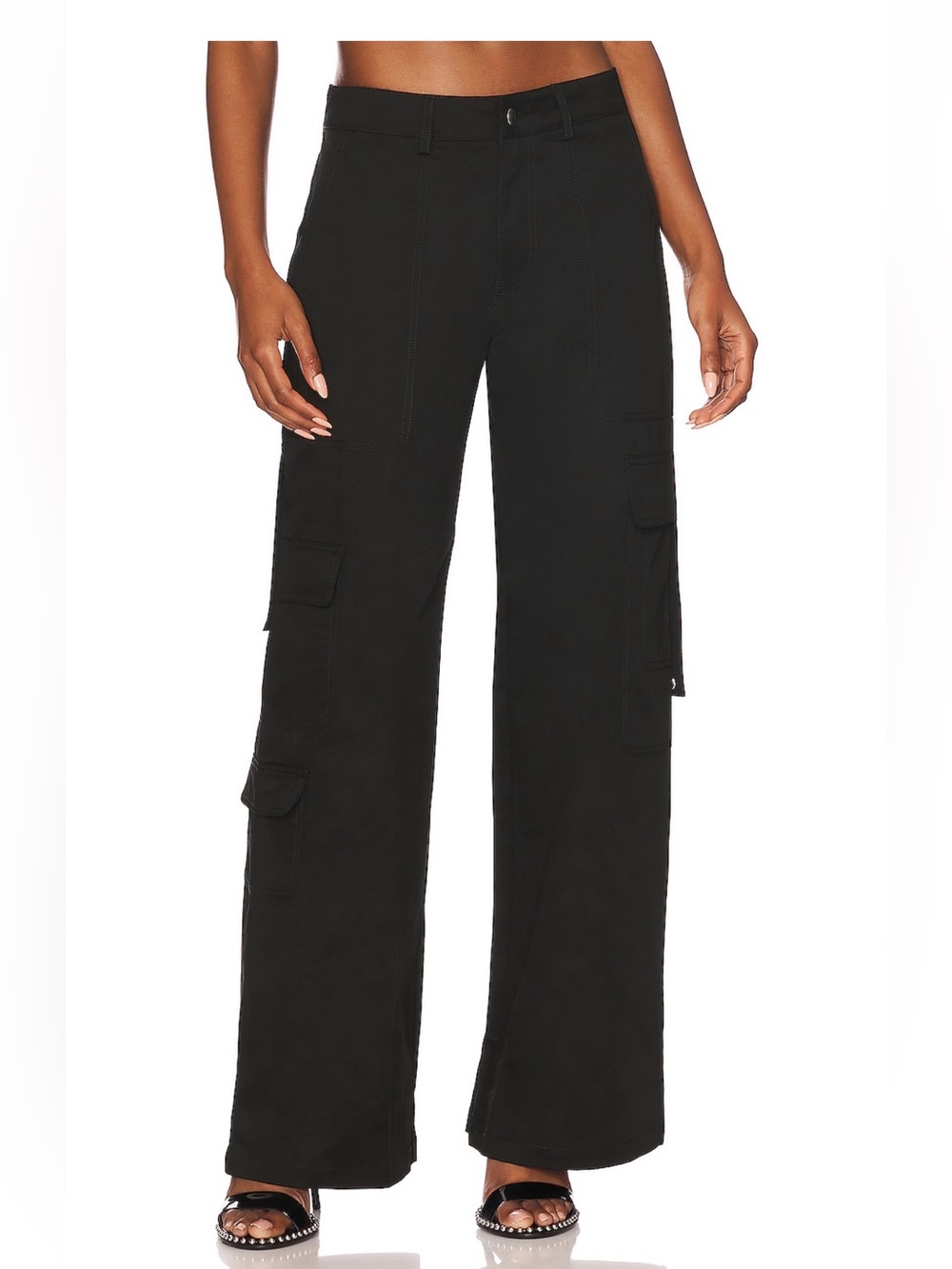 Women's Black Wide-Leg Cargo Pants